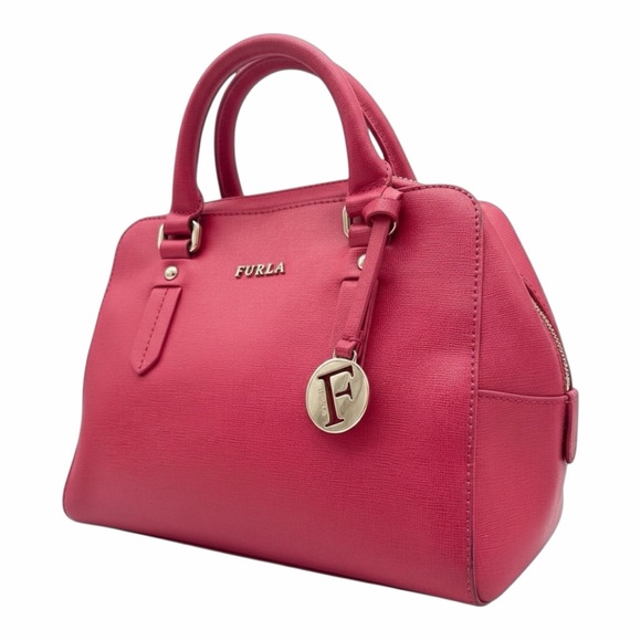 Furla Handbags - Furla Linda Small Dome Satchel Pink Leather Top Handle Bag Gold Hardware
